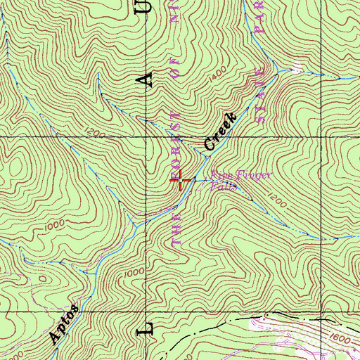 Topographic Map of Fiver Finger Falls, CA