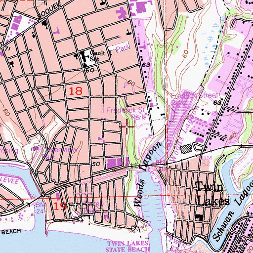 Topographic Map of Frederick Street Park, CA