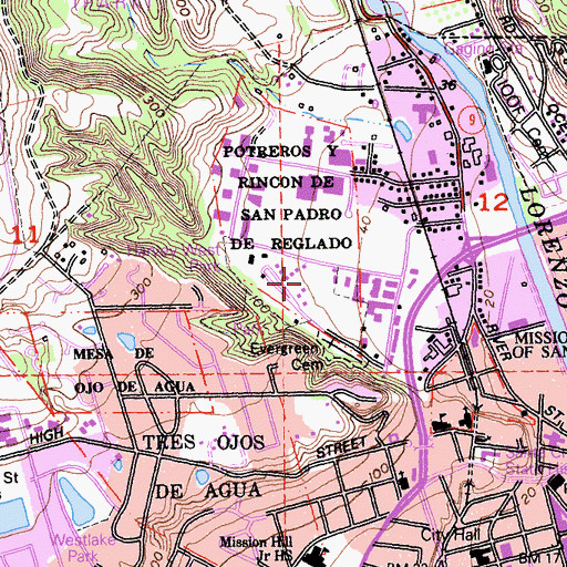 Topographic Map of Harvey West Park, CA