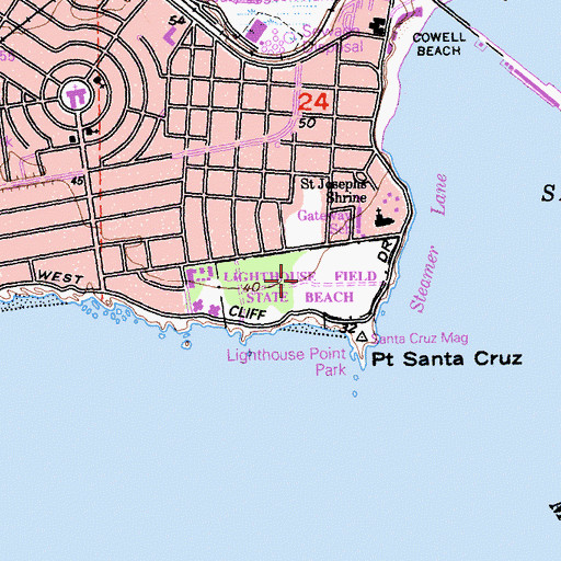 Topographic Map of Lighthouse Field State Beach, CA