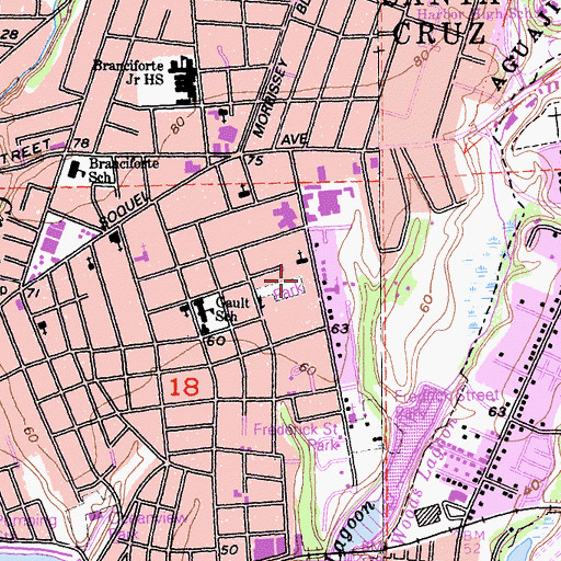 Topographic Map of Santa Cruz Bible Church, CA
