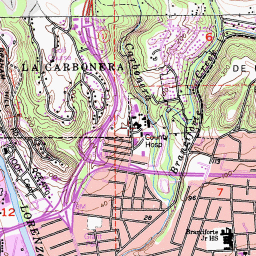 Topographic Map of Santa Cruz County Hospital, CA