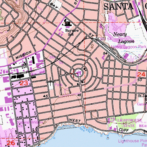 Topographic Map of The Circles, CA