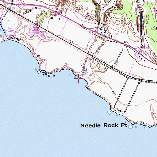 Topographic Map of Three Mile Beach, CA