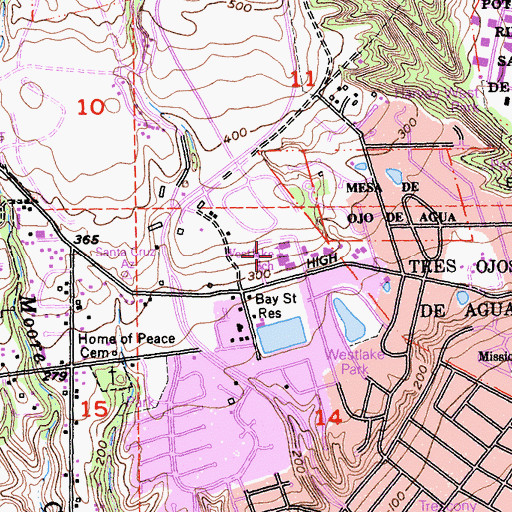 Topographic Map of Westlake Elementary School, CA
