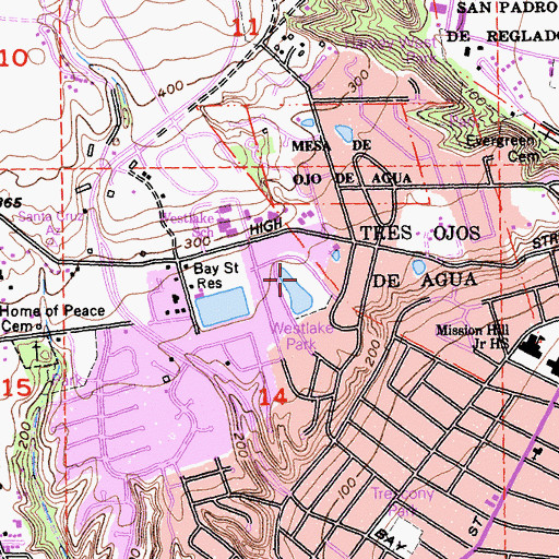 Topographic Map of Westlake Park, CA