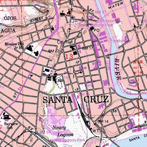 Topographic Map of Calvary Epsicopal Church, CA