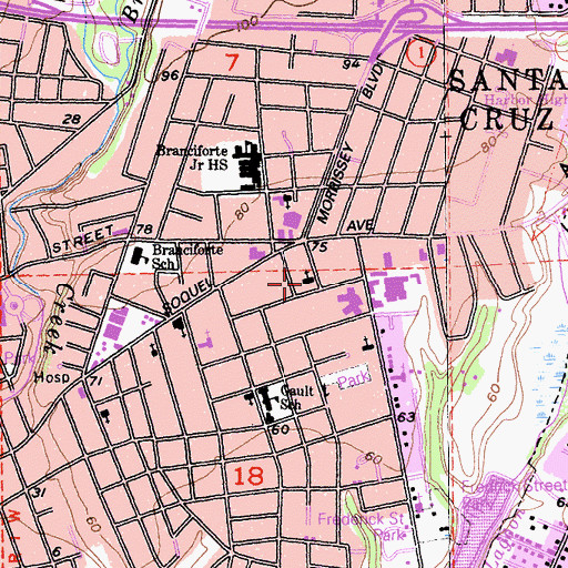 Topographic Map of Central Presbyterian Church, CA
