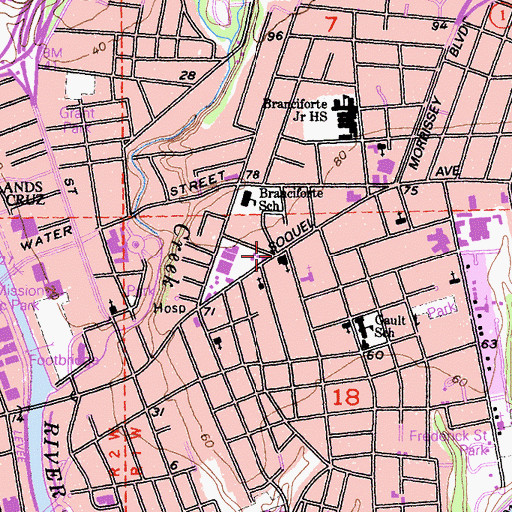 Topographic Map of Church In Santa Cruz, CA