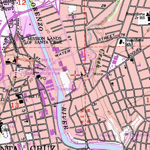 Topographic Map of First Church of Christ Scientist, CA
