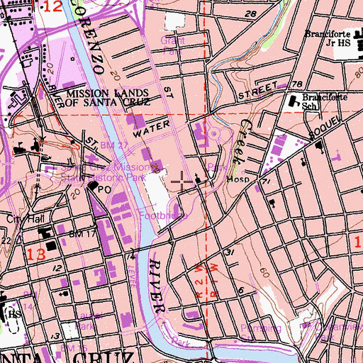 Topographic Map of First Church of Christ Scientist, CA