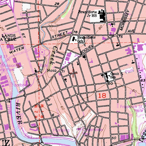 Topographic Map of First Foursquare Church, CA