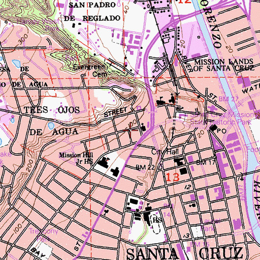 Topographic Map of First Presbyterian Church, CA