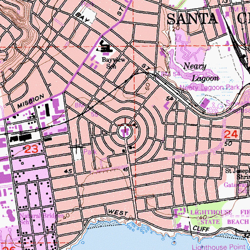 Topographic Map of First United Methodist Church, CA