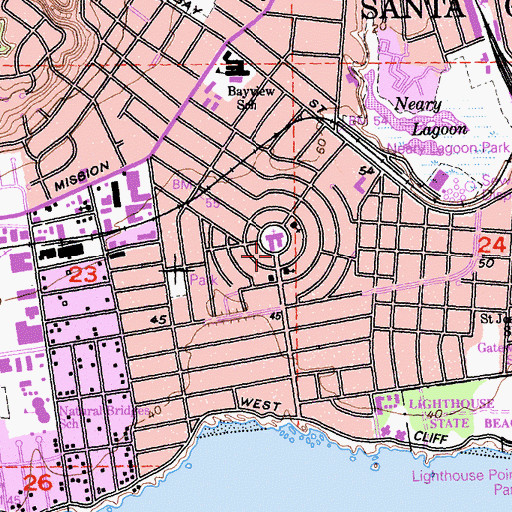 Topographic Map of Garfield Park Christian Church, CA
