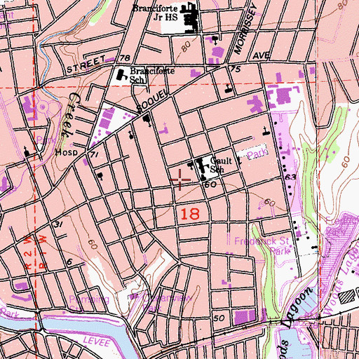 Topographic Map of Landmark Missionary Baptist Church, CA