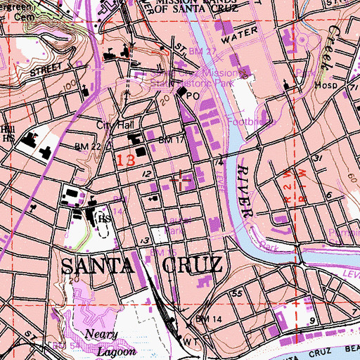 Topographic Map of Pacific Avenue Historic District, CA