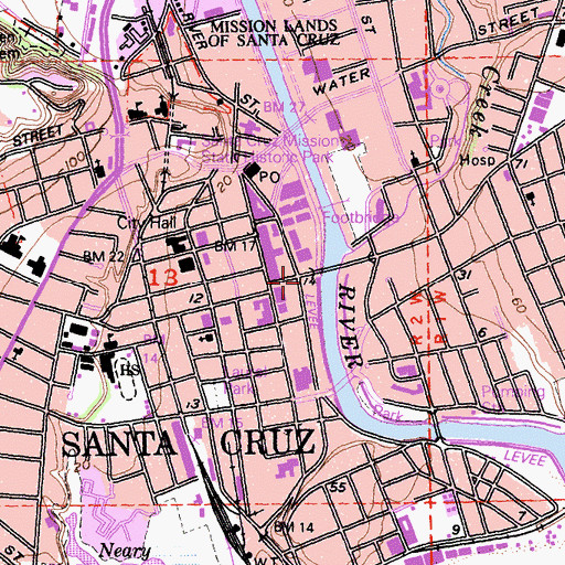 Topographic Map of San Lorenzo Park Plaza Shopping Center, CA