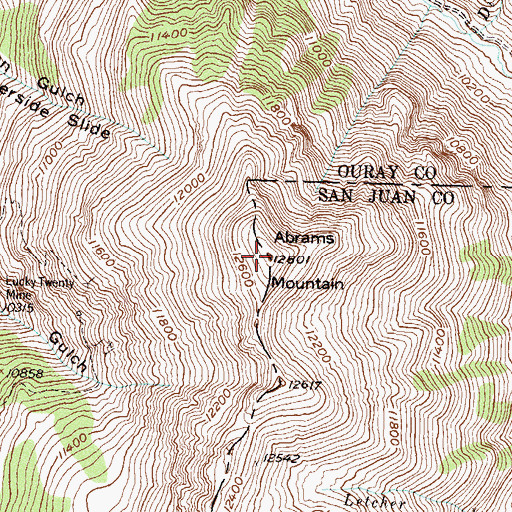 Topographic Map of Abrams Mountain, CO