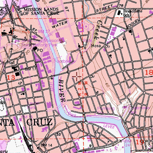 Topographic Map of Unity Temple of Santa Cruz, CA