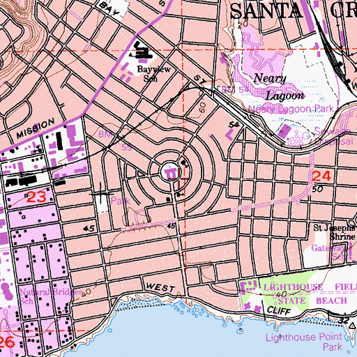 Topographic Map of Word of Life Church of God, CA