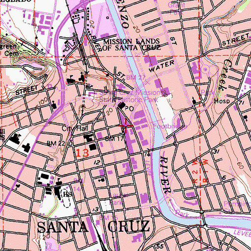Topographic Map of Cooper Street Plaza Shopping Center, CA