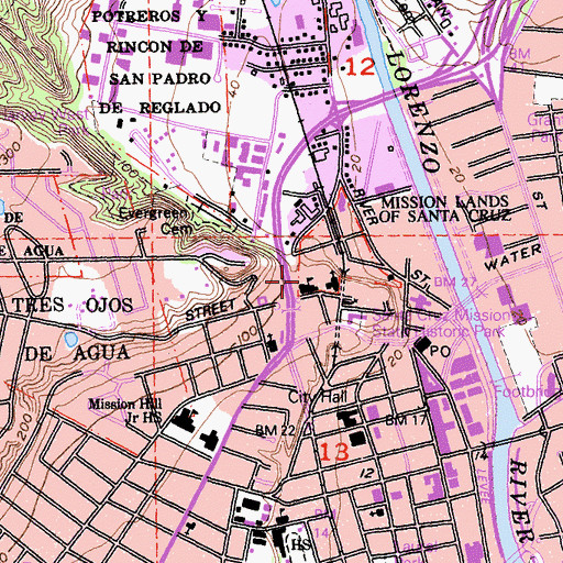 Topographic Map of Holy Cross High School, CA
