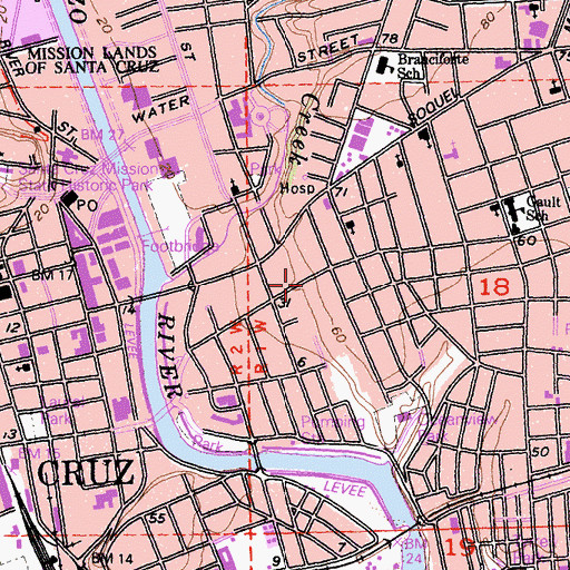 Topographic Map of Santa Cruz Art League Galleries, CA