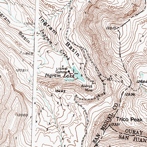 Topographic Map of Ingram Lake, CO