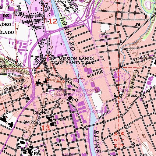 Topographic Map of Santa Cruz County Adult Detention Facility, CA