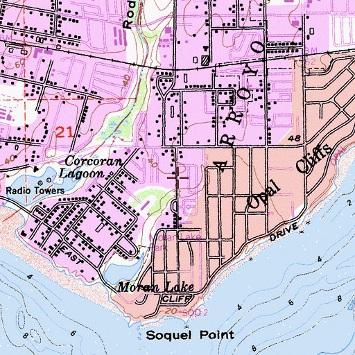 Topographic Map of Bell Harbor Mobile Home Park, CA
