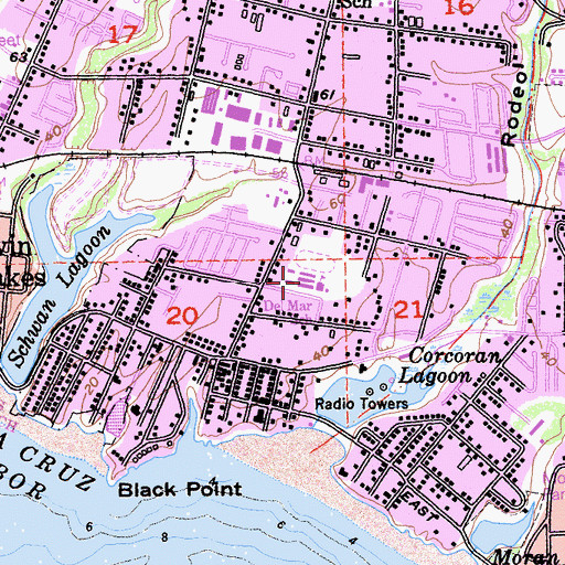 Topographic Map of Del Mar Elementary School, CA