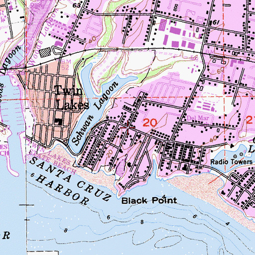 Topographic Map of East Cliff Village Shopping Center, CA