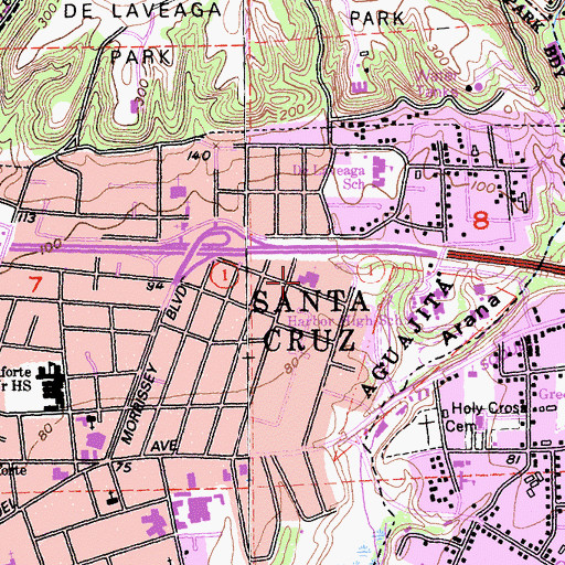 Topographic Map of First Baptist Church, CA
