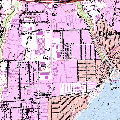 Topographic Map of First Baptist Church of Capitola, CA