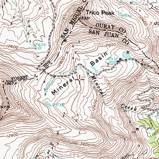Topographic Map of Mineral Basin, CO