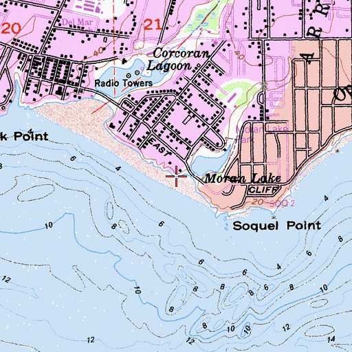 Topographic Map of Moran Lake Beach, CA