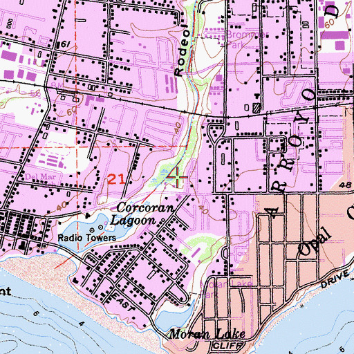 Topographic Map of Ocean Breeze Mobile Home Park, CA