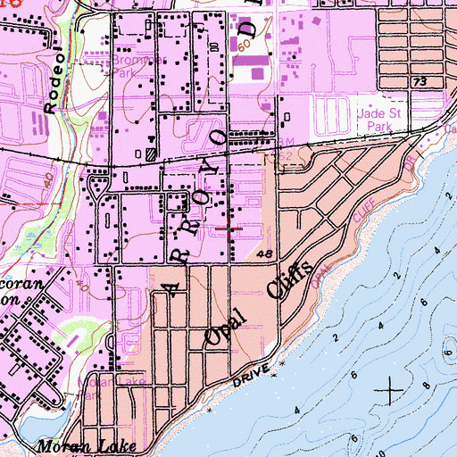 Topographic Map of Opal Cliff Park Mobile Home Park, CA