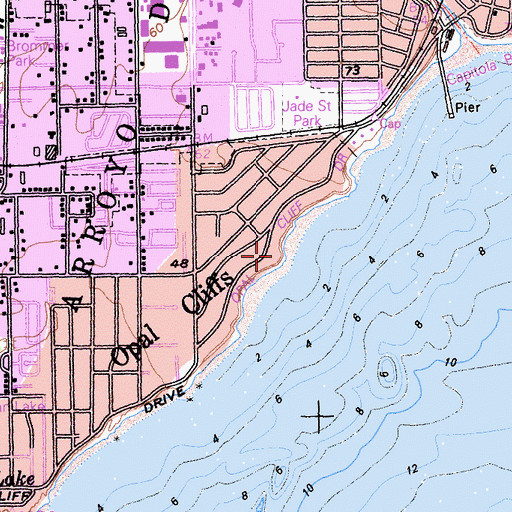 Topographic Map of Opal Cliffs Drive Overlook, CA