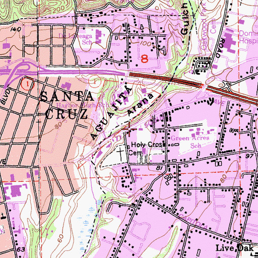 Topographic Map of Saint Stephens Lutheran Church, CA