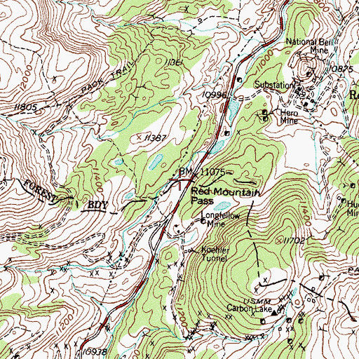 Topographic Map of Red Mountain Pass, CO
