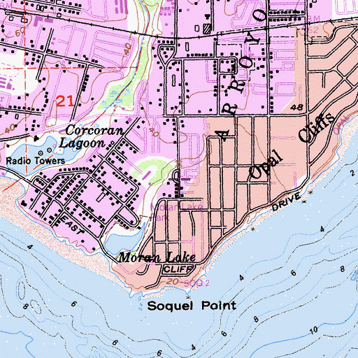 Topographic Map of Snug Harbor Mobile Home Park, CA