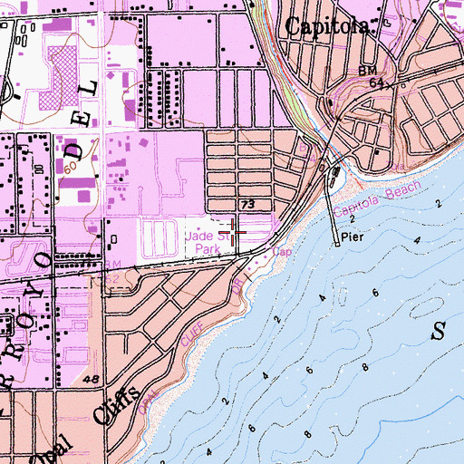Topographic Map of Surf and Sand Mobile Home Park, CA