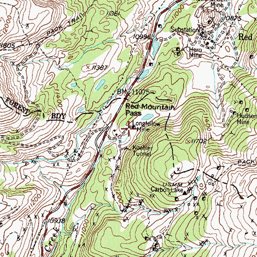 Topographic Map of Longfellow Mine, CO