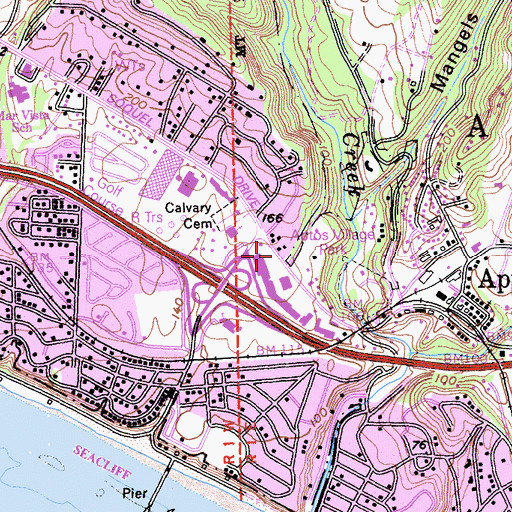 Topographic Map of Aptos Branch Santa Cruz City-County Library, CA