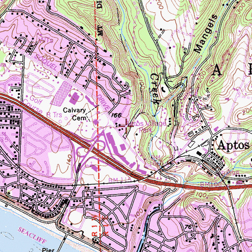 Topographic Map of Aptos Village Park, CA