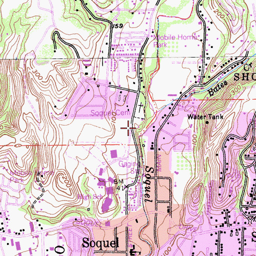 Topographic Map of Bargetto Winery, CA
