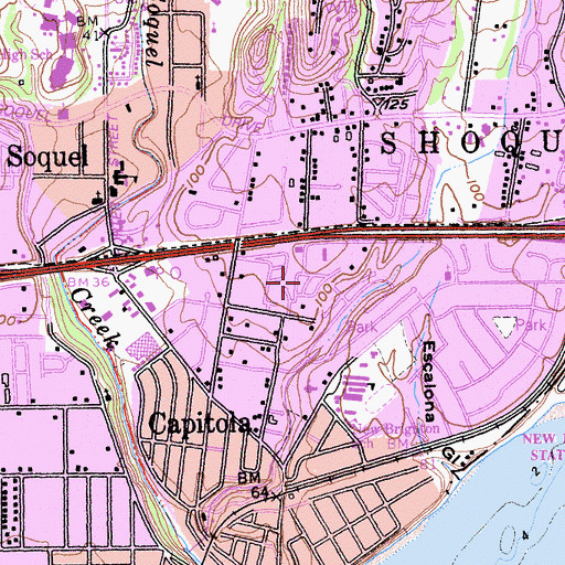 Topographic Map of Brookvale Terrace Mobile Home Park, CA