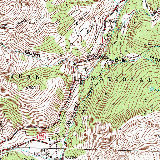 Topographic Map of Porphyry Gulch, CO